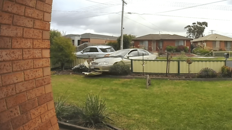 Wild Ride: Hoons Crash Holden Commodore into Front Yard