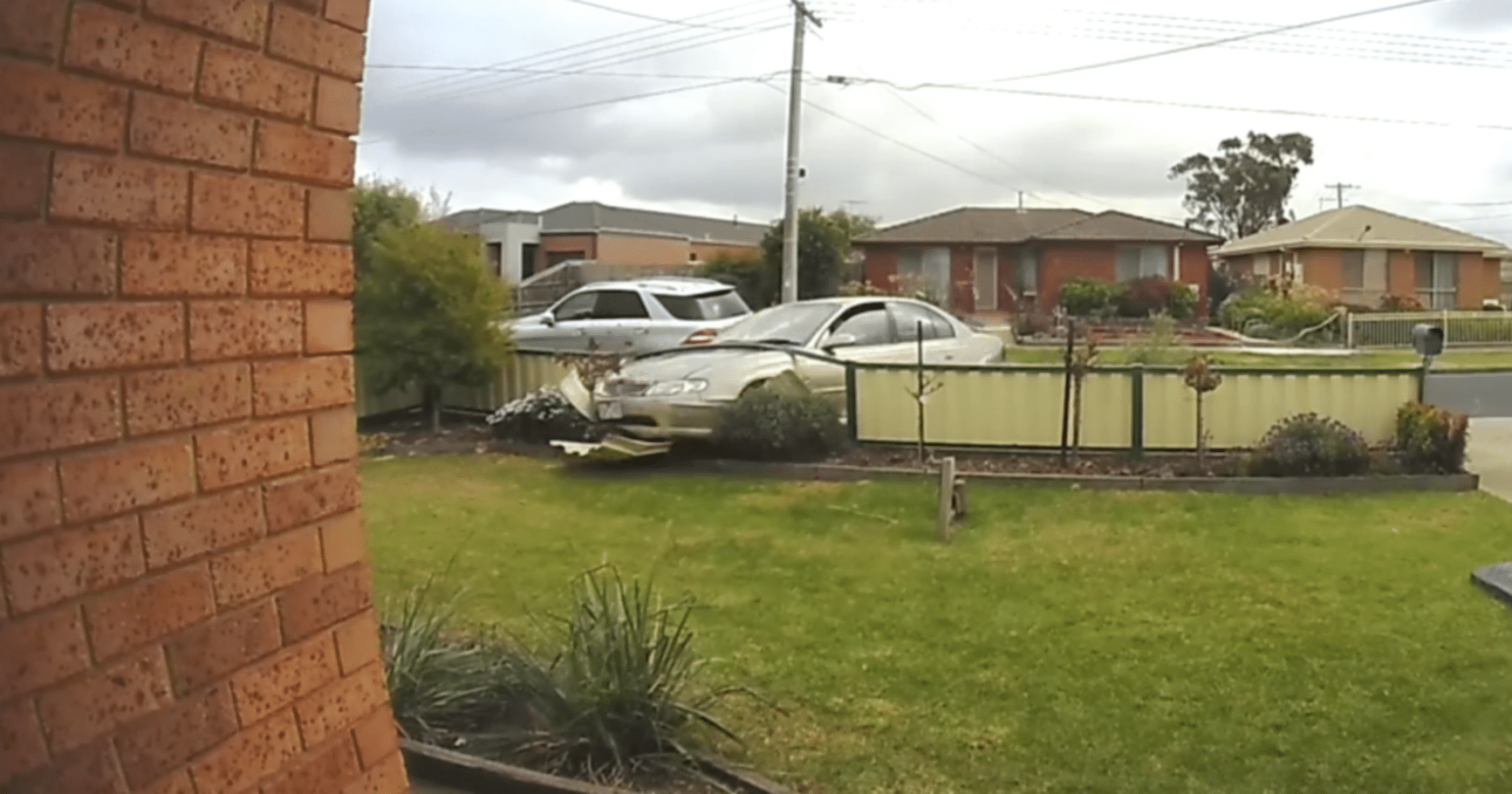 Wild Ride: Hoons Crash Holden Commodore into Front Yard