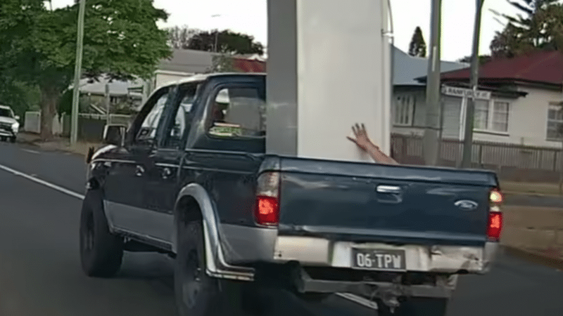 Unconventional and Illegal: Driver Caught Transporting Fridge in the Most Risky Way
